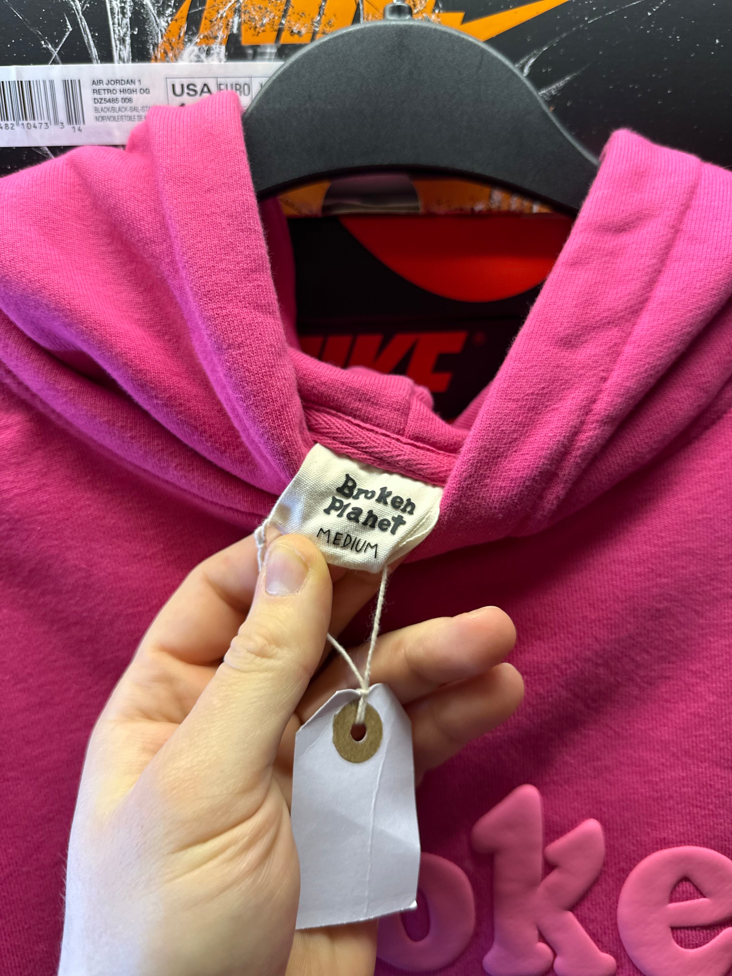 Broken Planet Hoodie “Hot Pink Basic Logo” Size Medium