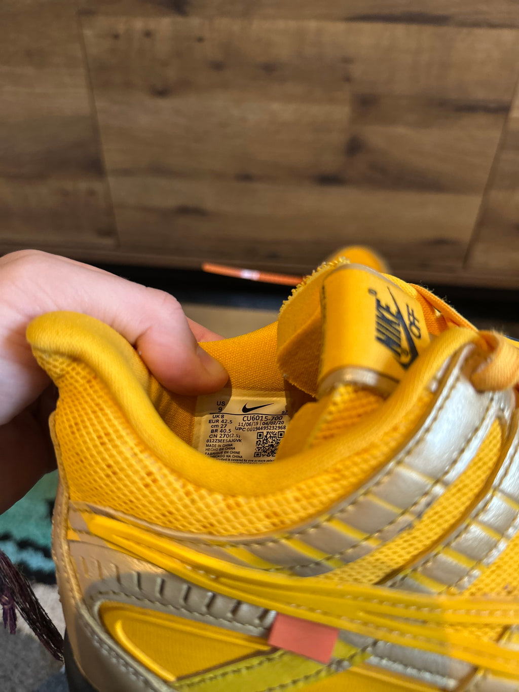 Nike Air Dunk Rubber Dunk Off-White “Off-White University Gold ” U.K. 8