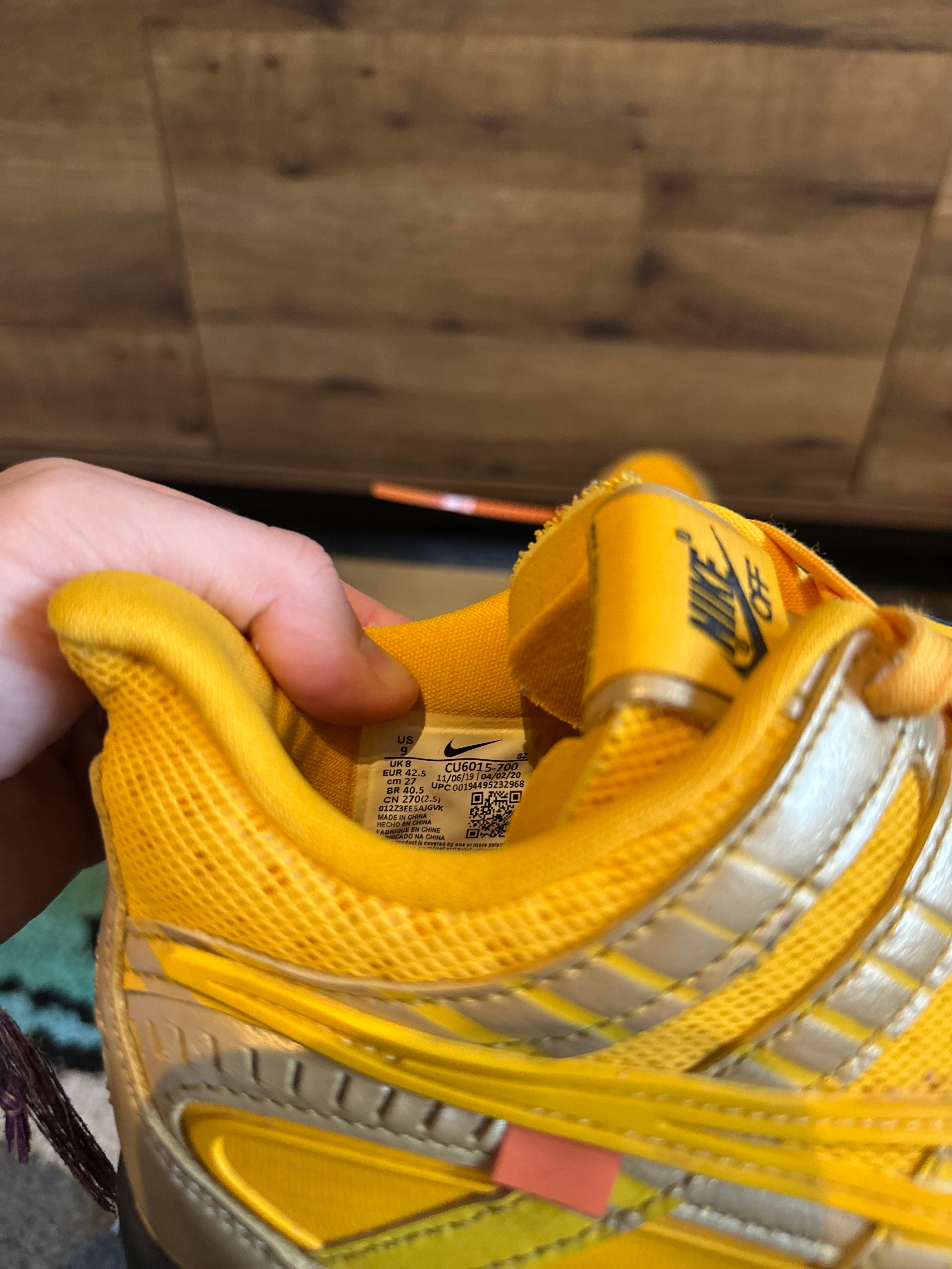 Nike Air Dunk Rubber Dunk Off-White “Off-White University Gold ” U.K. 8