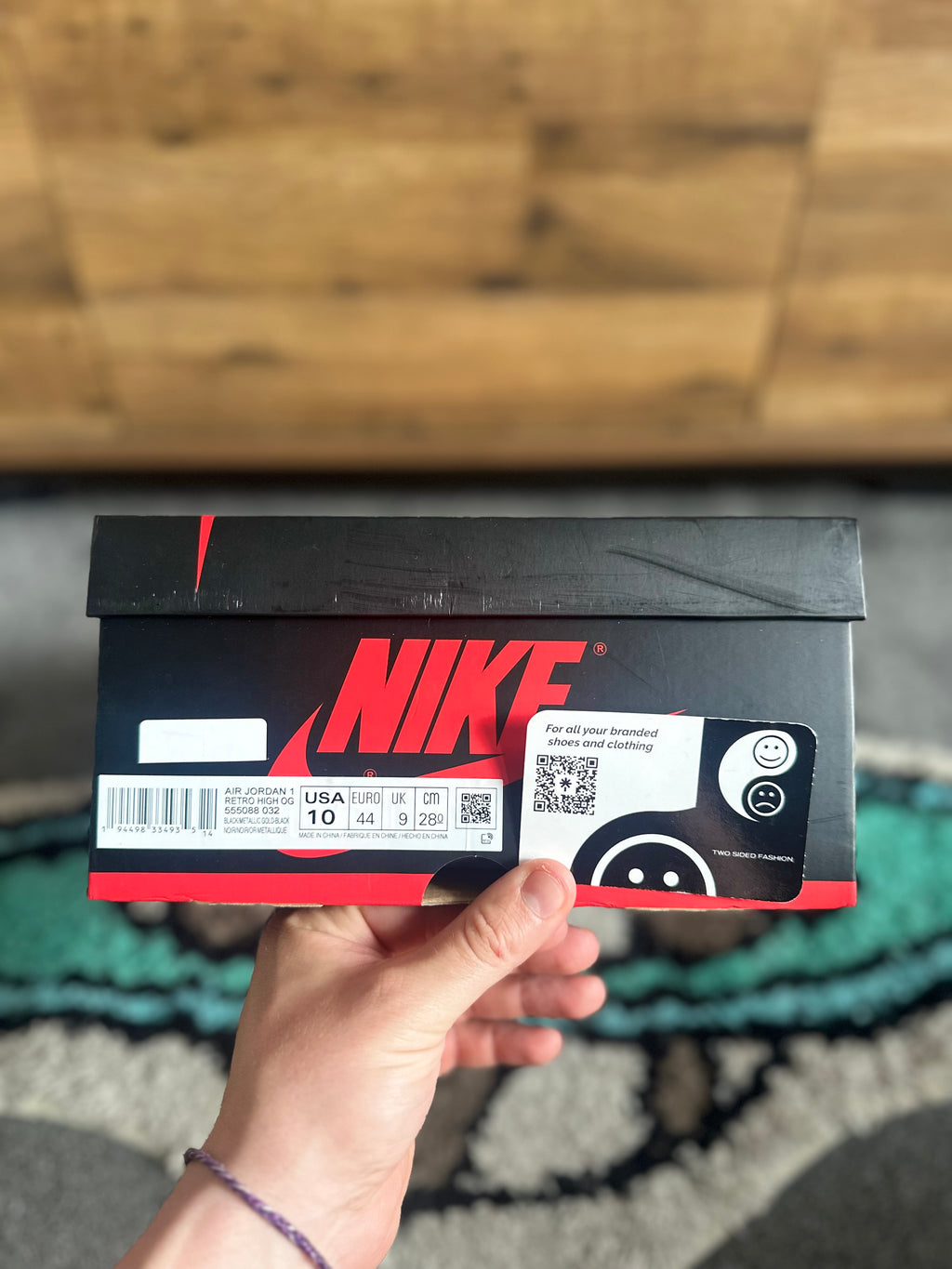 Jordan 1 Retro High “Black Metallic Gold” U.K. 9